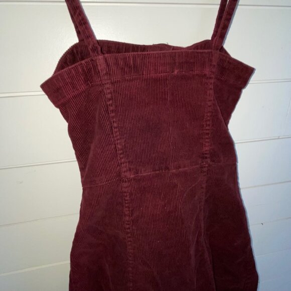 Divided H&M Wine Colored Maroon Jumper Dress Button Down Pockets (XXXS, Fits XS) - Picture 10 of 11
